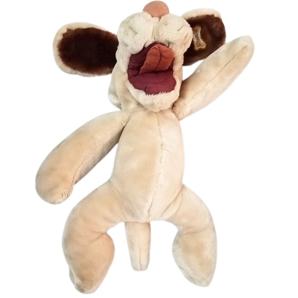 THE HERITAGE COLLECTION Beige & Brown Wrinkles Dog Puppet 18" - Vintage 1980's
